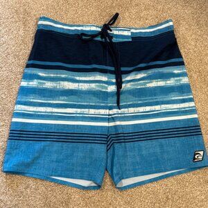 Mens Large Laguna Originals UPF 50 Blue Board Shorts Swim Trunks Elastic Waist